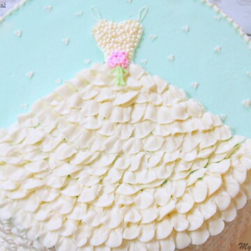 Wedding Dress Cake in Buttercream! Free Cake Video Tutorial by MyCakeSchool.com. Online cake tutorials, recipes, and videos!
