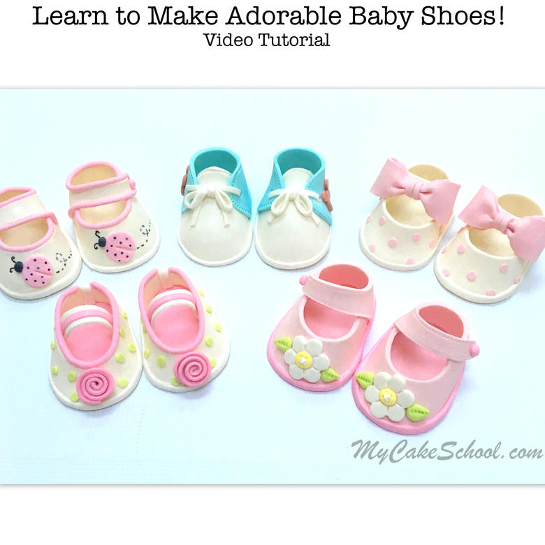 How to make cute gum paste baby shoes! A MyCakeSchool.com Cake Video Tutorial.