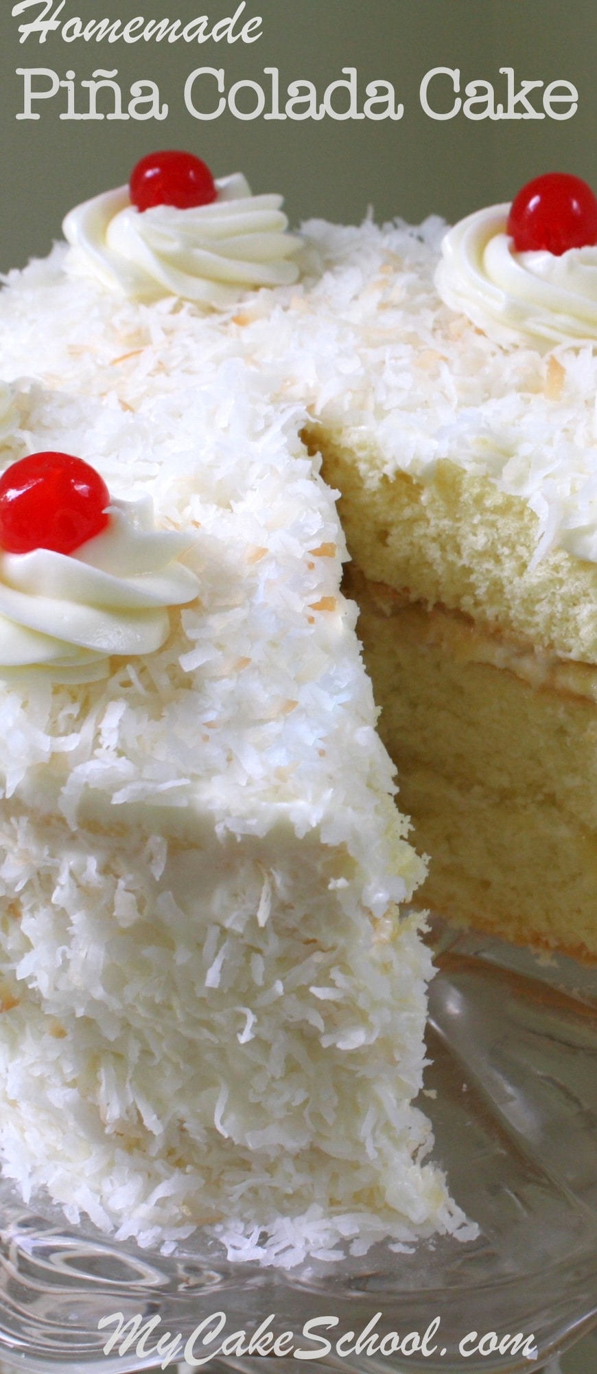 DELICIOUS Piña Colada Cake from Scratch! Recipe by MyCakeSchool.com! Cake Recipes, Online Cake Tutorials, Cake Videos, and more!