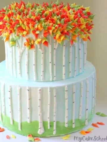 Autumn Birch Tree Cake