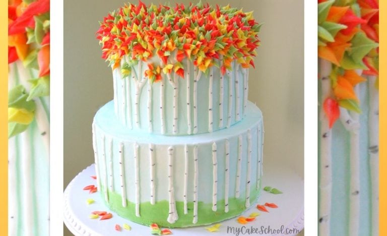 Autumn Birch Trees Cake