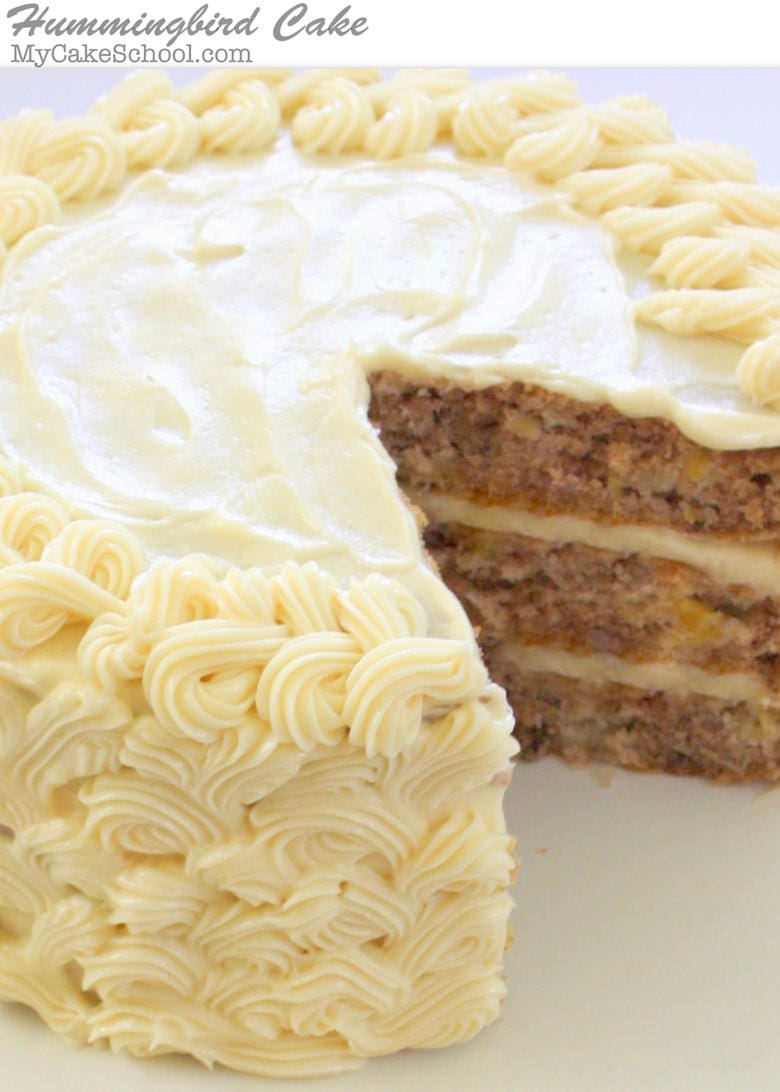 The most DELICIOUS scratch Hummingbird Cake Recipe! MyCakeSchool.com