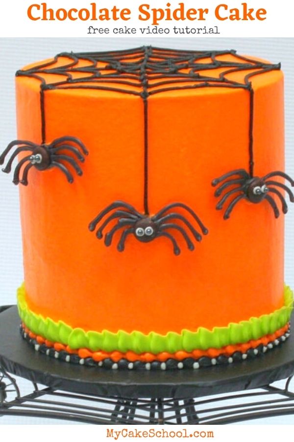 Chocolate Spider Cake- A Free Cake Decorating Video Tutorial! It's perfect for Halloween celebrations!