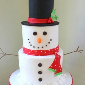 Sweet Snowman Cake! A cake decorating video tutorial by MyCakeSchool.com.