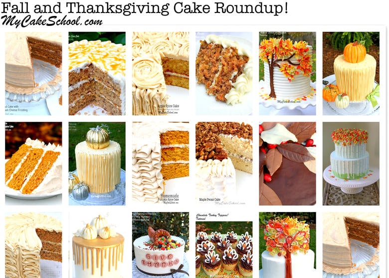 Thanksgiving and Fall Cake Roundup! A fantastic collection of cakes! MyCakeSchool.com.