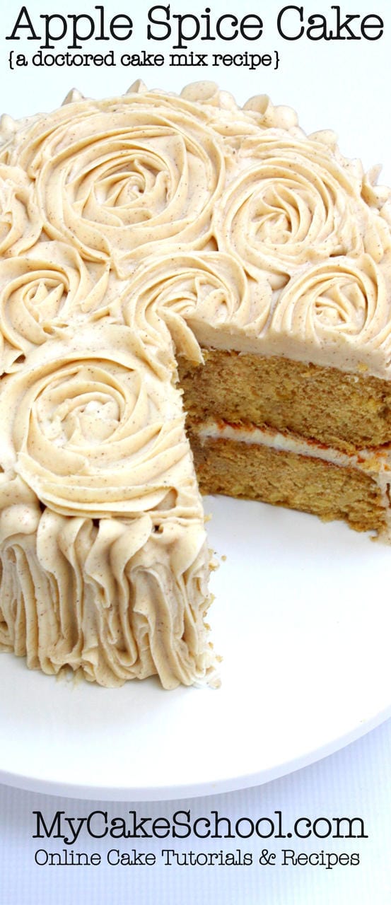 Delicious Apple Spice Cake -Doctored Cake Mix Recipe by MyCakeSchool.com! Moist, simple, and so flavorful! My Cake School Online Cake Tutorials, Recipes, Videos, and More!