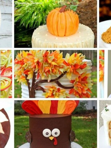 Collage of Fall Cake Designs and Recipes