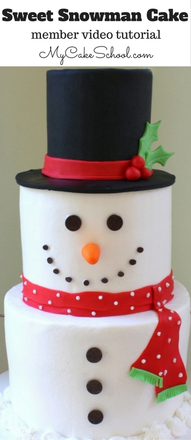 Sweet Snowman Tiered Cake by MyCakeSchool.com! Member Cake Video Tutorial!