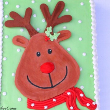 Buttercream Rudolph Cake Video! Free Cake Video Tutorial by MyCakeSchool.com on Frozen Buttercream Transfers!