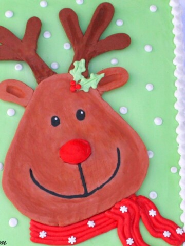 Buttercream Rudolph Cake Video! Free Cake Video Tutorial by MyCakeSchool.com on Frozen Buttercream Transfers!