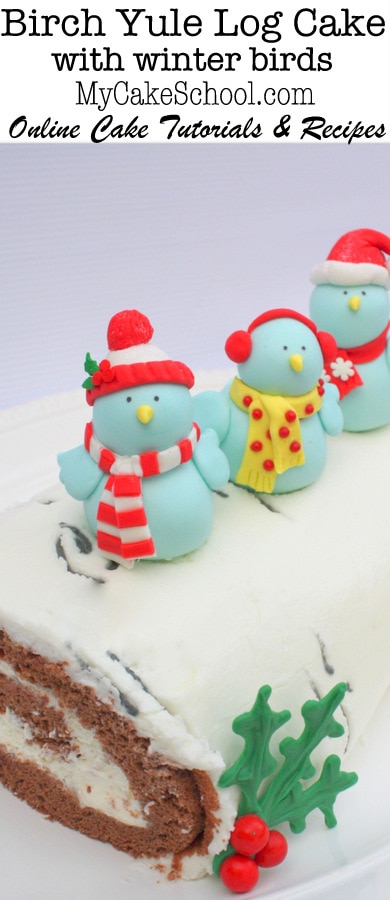 CUTE Birch Yule Log Cake with Sweet Winter Birds! Cake Decorating Video by MyCakeSchool.com!