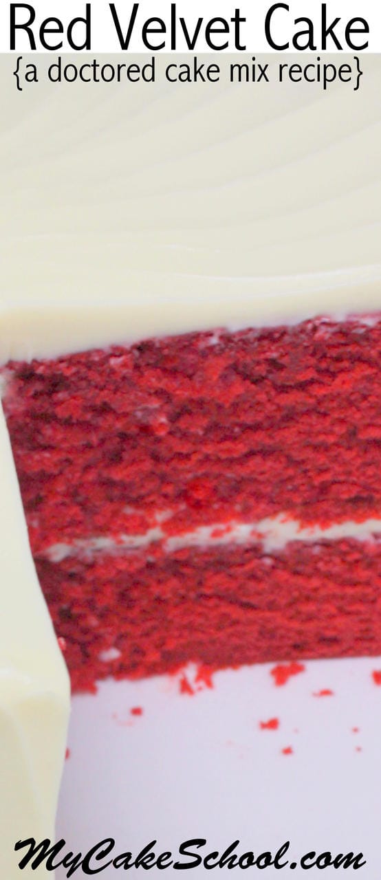 This Red Velvet Cake (Doctored Cake Mix) Recipe is AMAZING! Tastes just like a scratch cake yet is SO easy to make! A southern classic! MyCakeSchool.com The BEST doctored Red Velvet Cake recipe by MyCakeSchool.com! Tastes like a scratch recipe and is super moist and flavorful! MyCakeSchool.com.