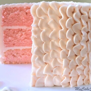The BEST Pink Champagne Cake (doctored cake mix) Recipe by My Cake School! So moist and flavorful!