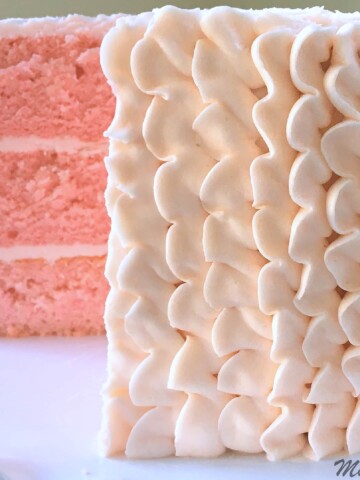 The BEST Pink Champagne Cake (doctored cake mix) Recipe by My Cake School! So moist and flavorful!