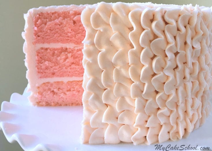 The BEST Pink Champagne Cake (doctored cake mix) Recipe by My Cake School! So moist and flavorful!