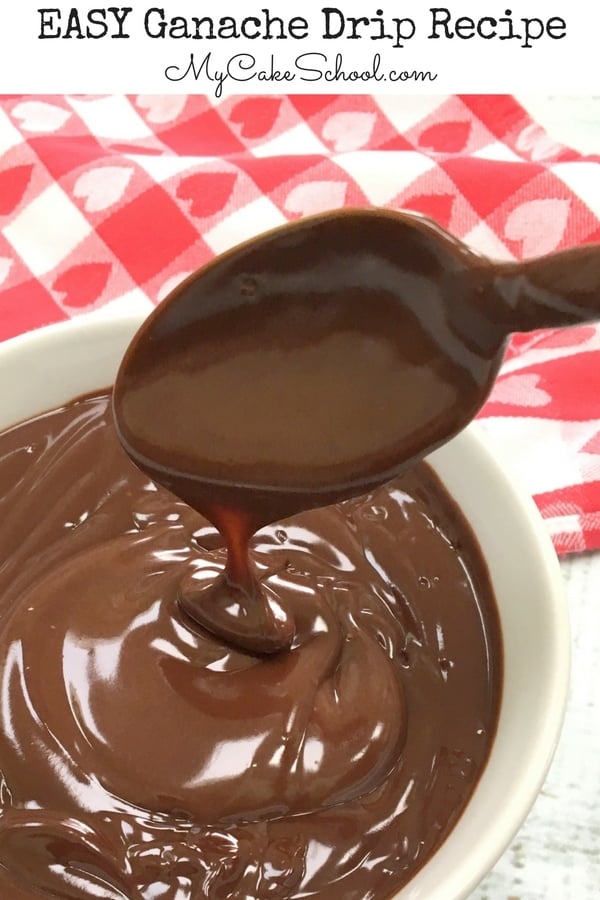 This Easy Ganache Drip is so decadent and delicious! Take your cakes to the next level with a dramatic drip! (Nobody has to know that it was made in the microwave in minutes!) Delicious Easy Ganache Drip Recipe by MyCakeSchool.com!