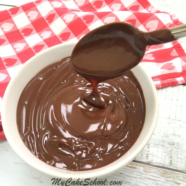 Easy ganache drip recipe by MyCakeSchool.com! Online cake tutorials, recipes, videos, and more!