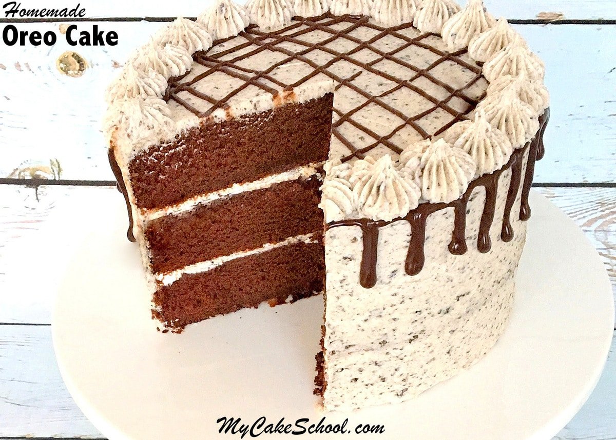 Delicious Oreo Cake Recipe from Scratch with Ganache and Oreo Buttercream! Recipe by MyCakeSchool.com.