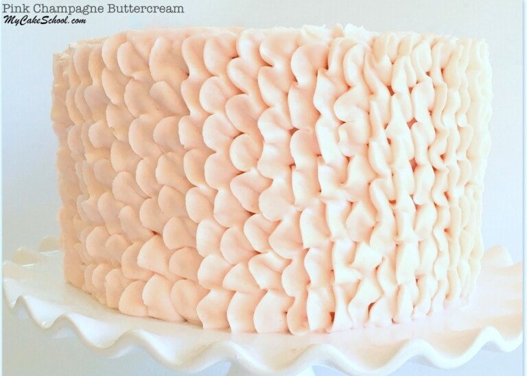 Delicious Pink Champagne Buttercream Frosting Recipe by MyCakeSchool.com! Online cake tutorials and cake recipes!