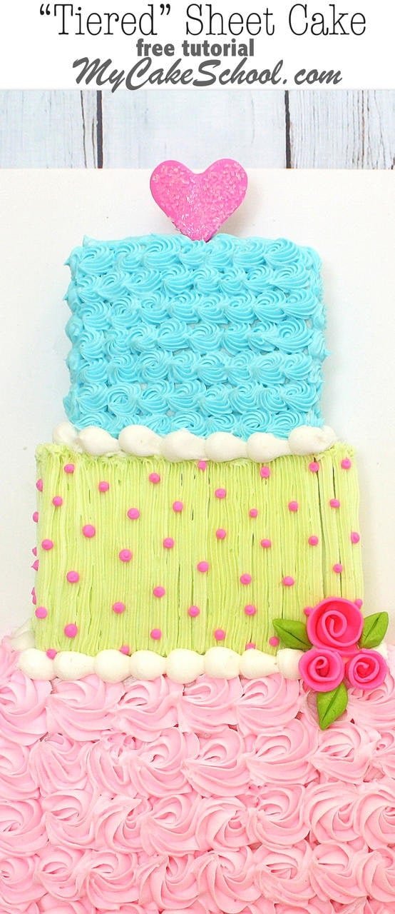 Adorable "Tiered" Sheet Cake design by MyCakeSchool.com! Free Tutorial!