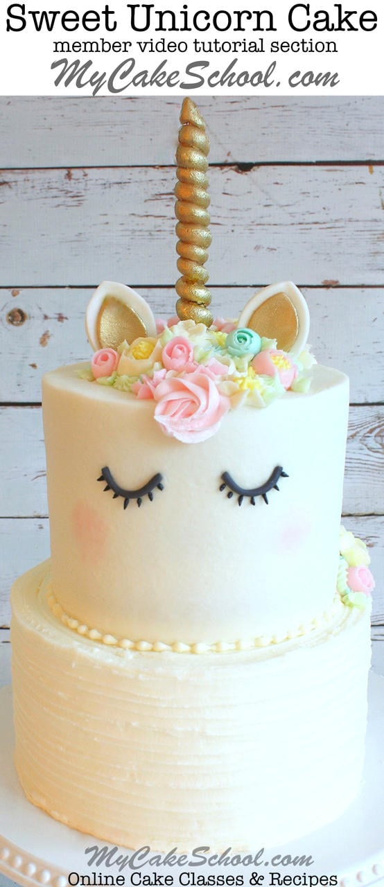 Adorable Unicorn Cake Decorating Video Tutorial by My Cake School! Member Cake Video Section.