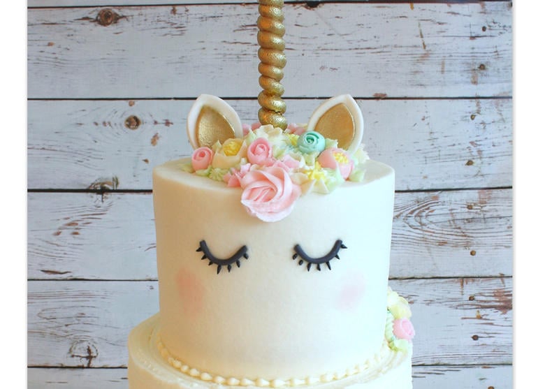 Adorable Unicorn Cake Tutorial by My Cake School! Online cake classes, tutorials, and more!