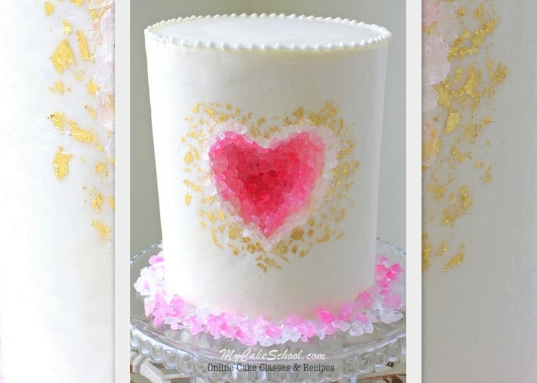 Beautiful Geode Heart Cake Tutorial by MyCakeSchool.com! Online Cake Tutorials, Videos, and Recipes!