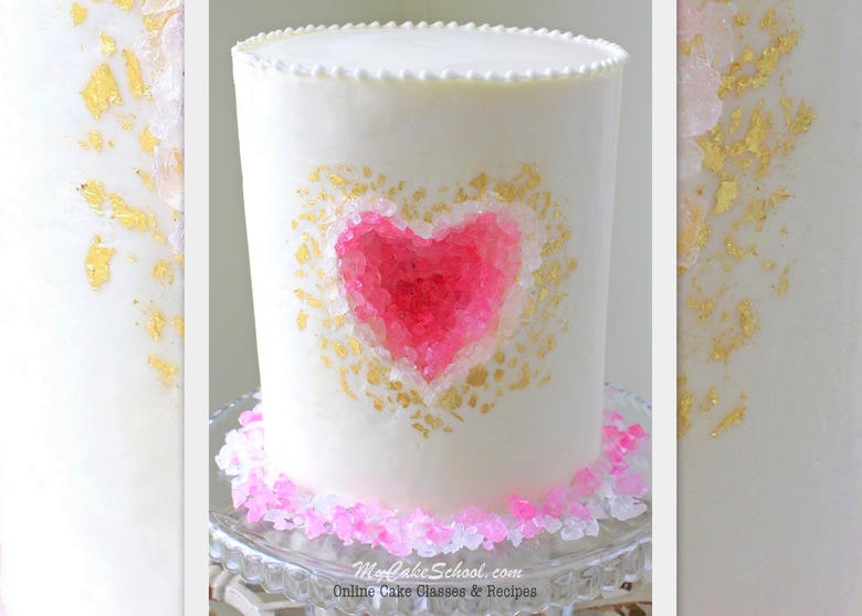 Beautiful Geode Heart Cake Tutorial by MyCakeSchool.com! Online Cake Tutorials, Videos, and Recipes!