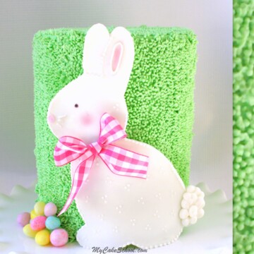 Cute Bunny Cake Video Tutorial by MyCakeSchool.com! This free cake video tutorial is perfect for springtime and Easter gatherings! MyCakeSchool.com online cake tutorials, videos, tutorials, and more!