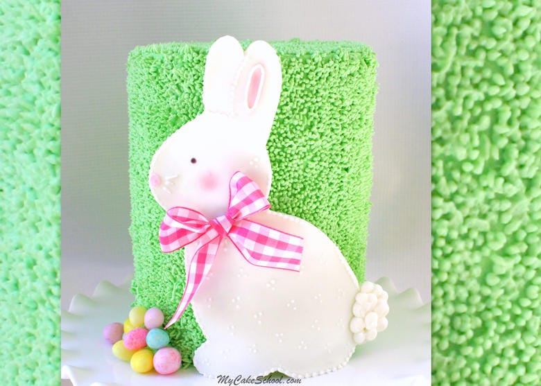 Cute Bunny Cake Video Tutorial by MyCakeSchool.com! This free cake video tutorial is perfect for springtime and Easter gatherings! MyCakeSchool.com online cake tutorials, videos, tutorials, and more!