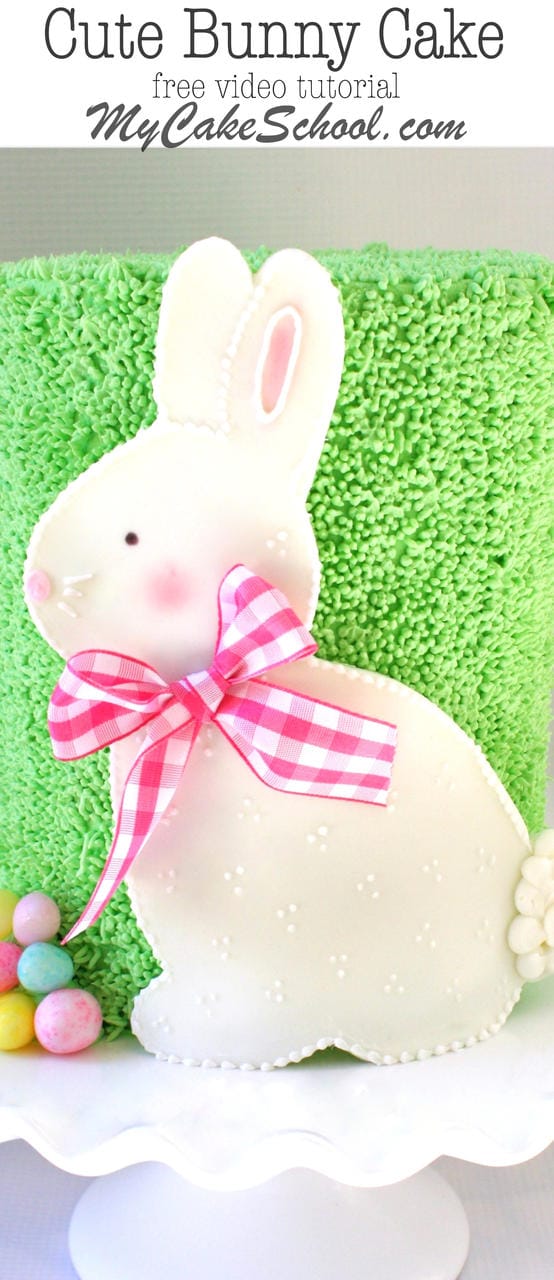 Cute Bunny Cake! This free cake video tutorial by MyCakeSchool.com is perfect for springtime gatherings, baby showers, and Easter gatherings! MyCakeSchool.com Online cake tutorials, recipes, videos, and more! 
