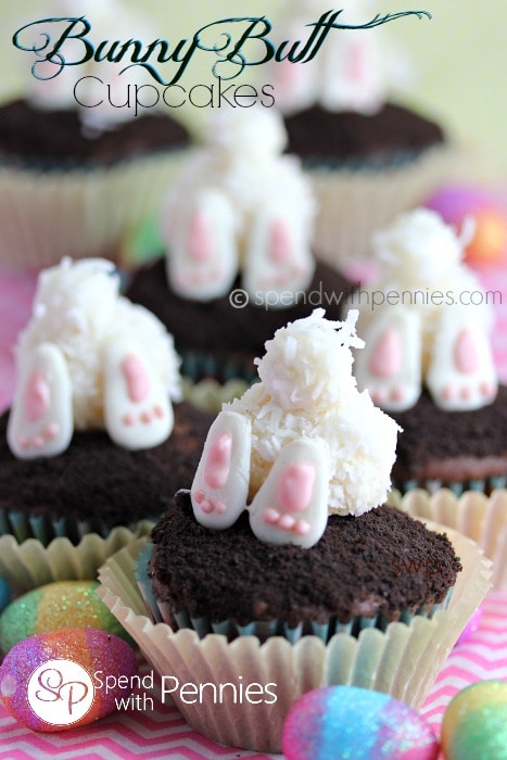 Cute Bunny Butt cakes by Spend with Pennies as featured in MyCakeSchool.com's Roundup of Easter cake ideas!
