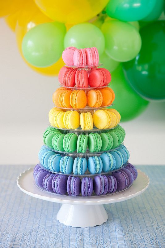 Tower of Colorful Macarons, featured by My Cake School.