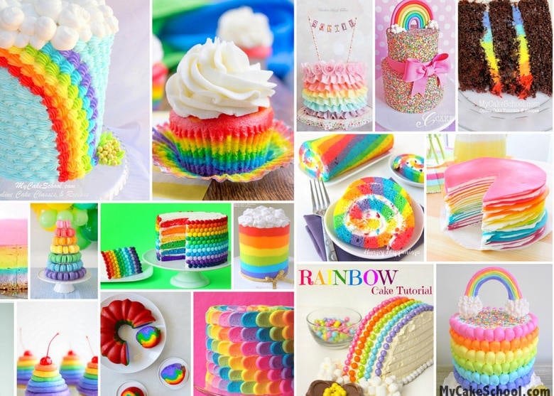 Rainbow Cake and Cupcake Roundup of Tutorials, Recipes, and Ideas! {As featured on MyCakeSchool.com}