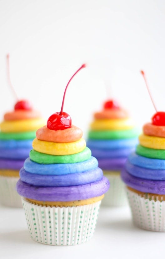 Rainbow Cupcakes by Sprinkle Bakes! {Featured on MyCakeSchool.com 