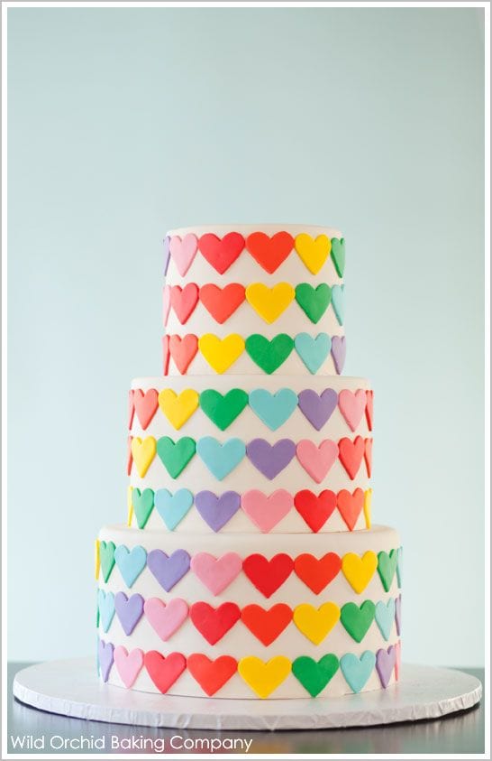 Colorful Hearts Cake- Roundup by MyCakeSchool.com.