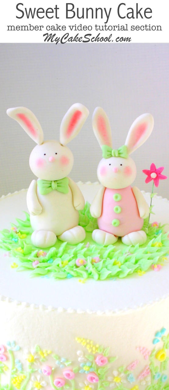 CUTE Gum Paste Bunnies! Cake Topper Video Tutorial by MyCakeSchool.com! {Member section} Perfect for Easter Cakes, Springtime Cakes, Baby Showers, and Young Birthdays! 