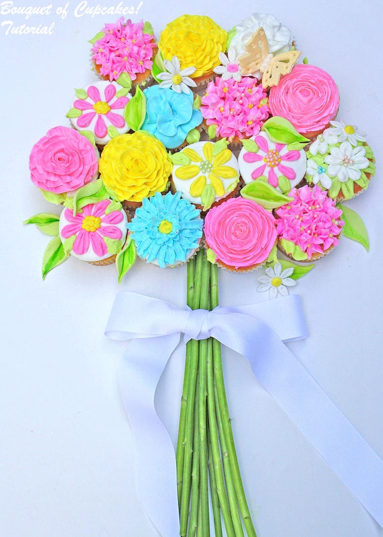 Beautiful Bouquet of Cupcakes by MyCakeSchool.com!