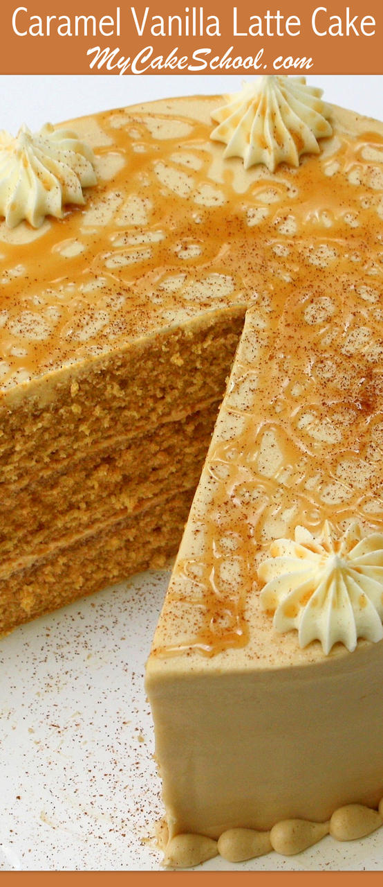 Delicious Caramel Vanilla Latte Cake from Scratch! Recipe by MyCakeSchool.com. So moist and flavorful! MyCakeSchool.com Online Cake Tutorials, Recipes, and More!