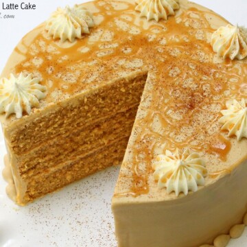 Amazing Caramel Vanilla Latte Cake Recipe by MyCakeSchool.com! A moist a delicious recipe with a heavenly combination of caramel, espresso, and vanilla flavors. Yum!