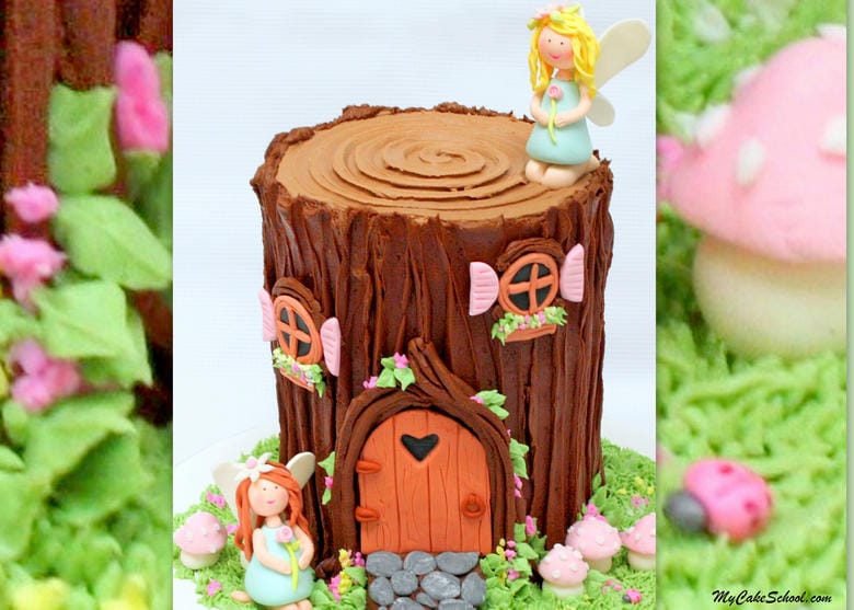 Fairy House Tree Stump Cake Video Tutorial by MyCakeSchool.com!