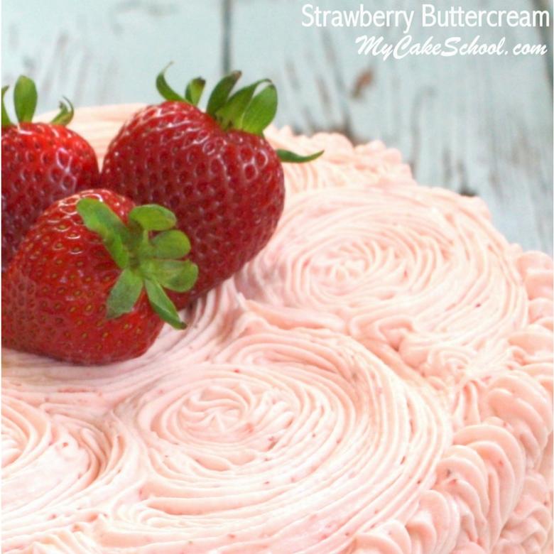 The BEST Strawberry Buttercream Frosting recipe by MyCakeSchool.com! So simple and delicious!