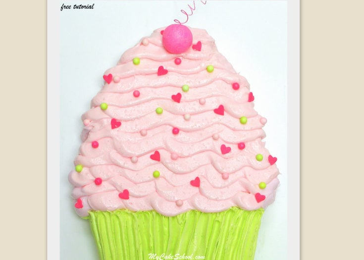 Free Tutorial for an Easy Cupcake Sheet Cake Design by MyCakeSchool.com!