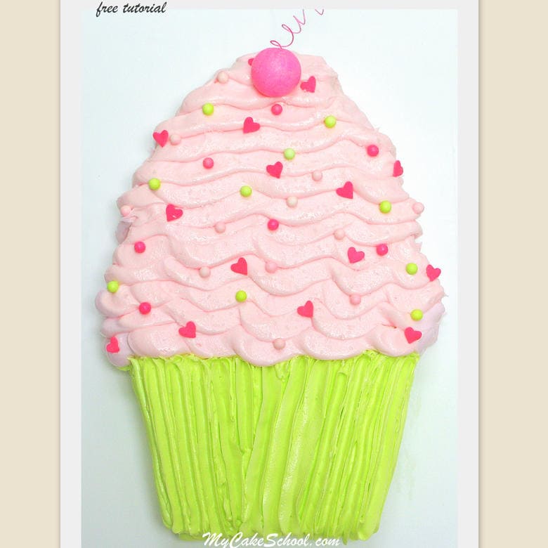 Free Cupcake Sheet Cake Tutorial by MyCakeSchool.com! SO simple and fun!