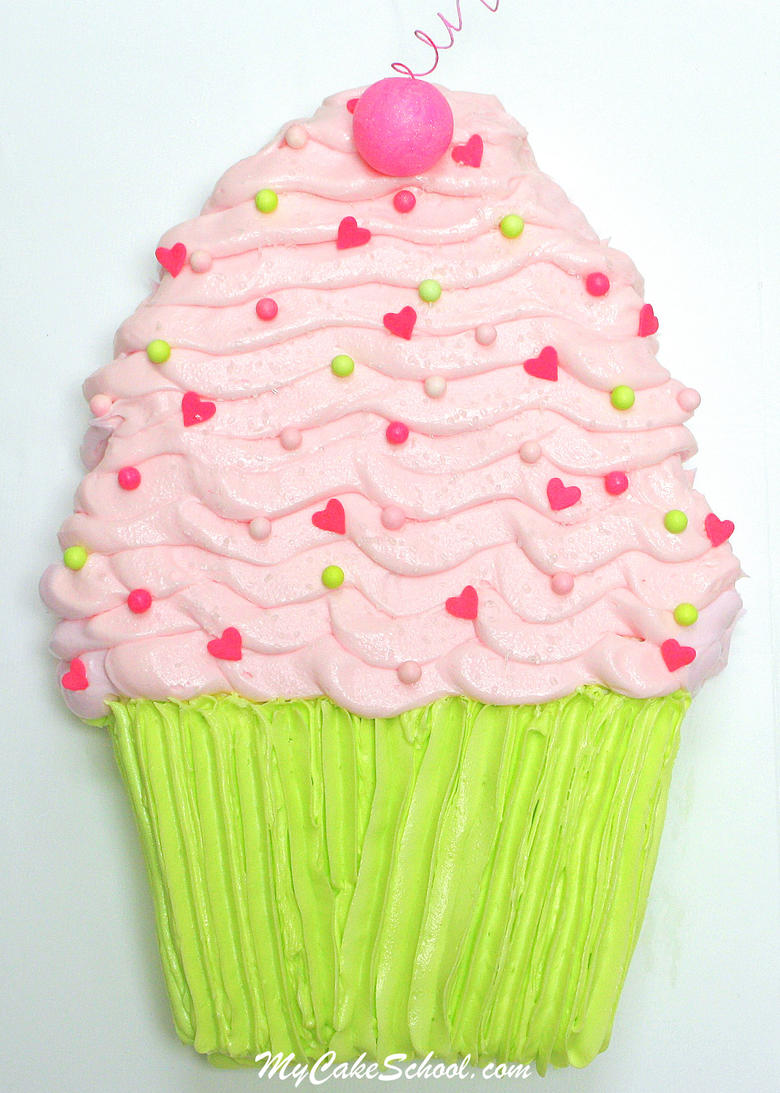 Adorable Cupcake Sheet Cake Tutorial by MyCakeSchool.com! Online cake tutorials, cake recipes, and more!