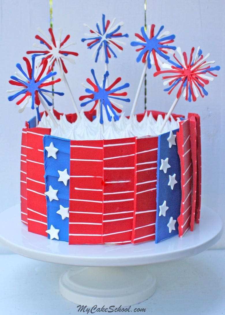 July 4th Chocolate Panels and Fireworks Cake! Free Video by MyCakeSchool.com