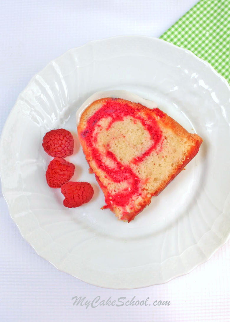 The BEST Lemon Raspberry Pound Cake Recipe by MyCakeSchool.com! SO moist and flavorful!