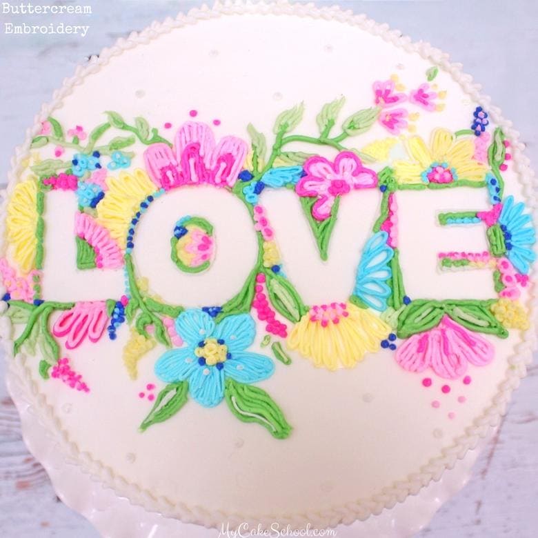 Beautiful Buttercream Embroidery Cake Tutorial by MyCakeSchool.com! (member cake video section)