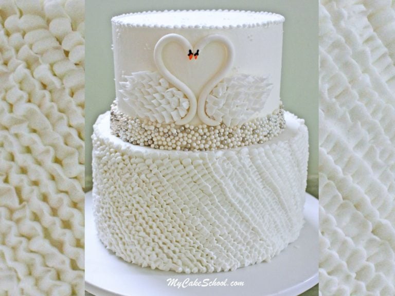Elegant Swan Cake with Buttercream Ruffles
