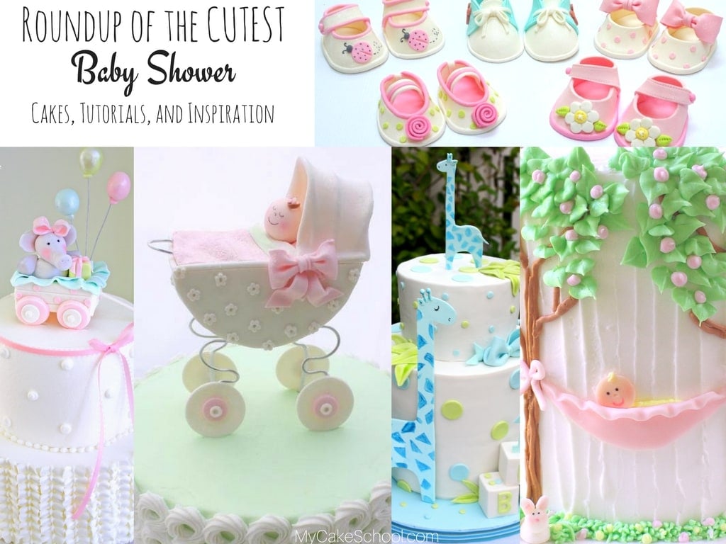 Collage of cute baby shower cake ideas